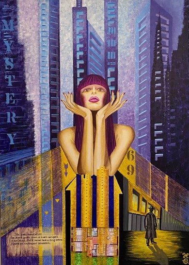 Verk av Hanna Gasanova i akryl "Painting I" ur kollekitonen "Mystery of a women"